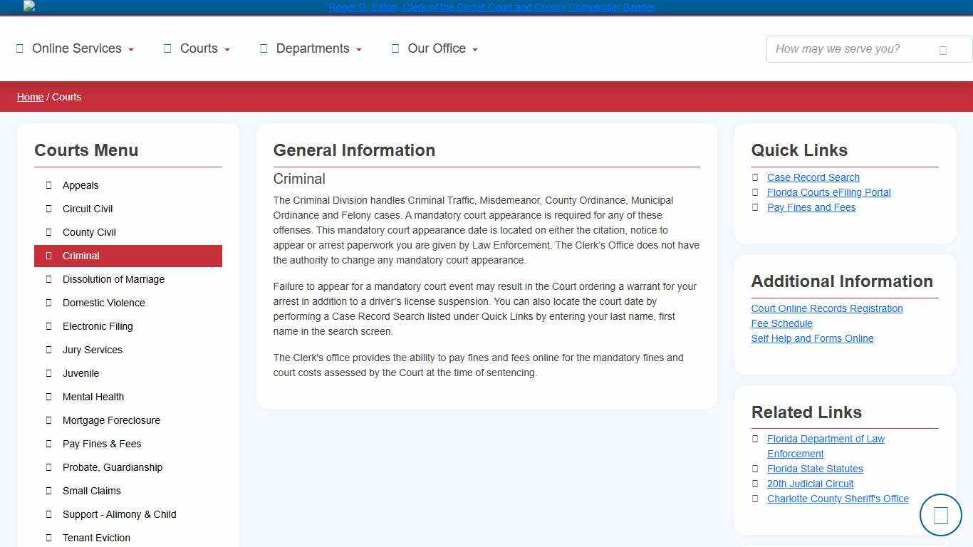 Clerk of Court - Website