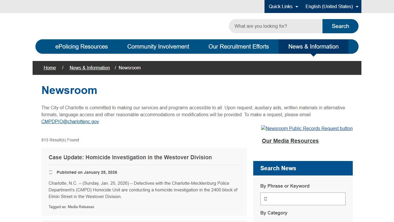 Newsroom - Charlotte-Mecklenburg Police Department