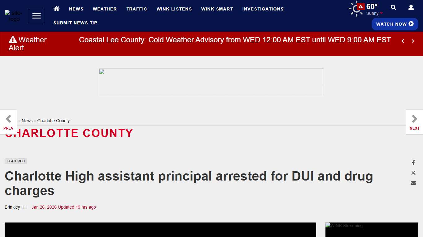 Charlotte High assistant principal arrested DUI, drug charge Charlotte County winknews.com